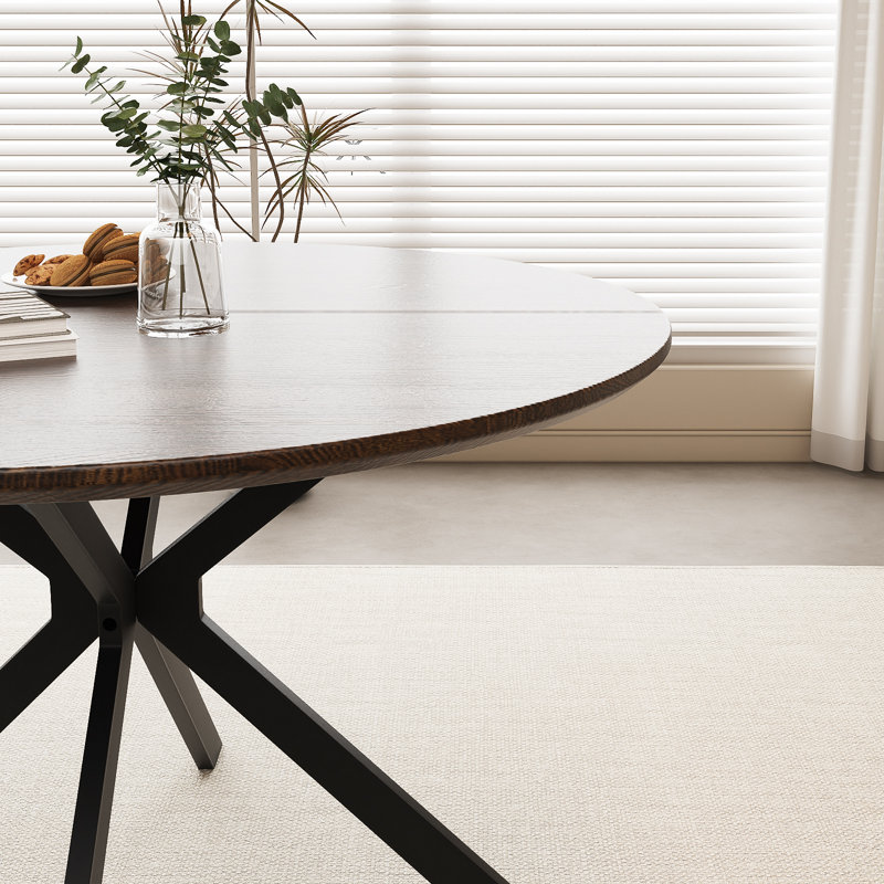 46.5" Wood Round Dining Table, Oak Wood