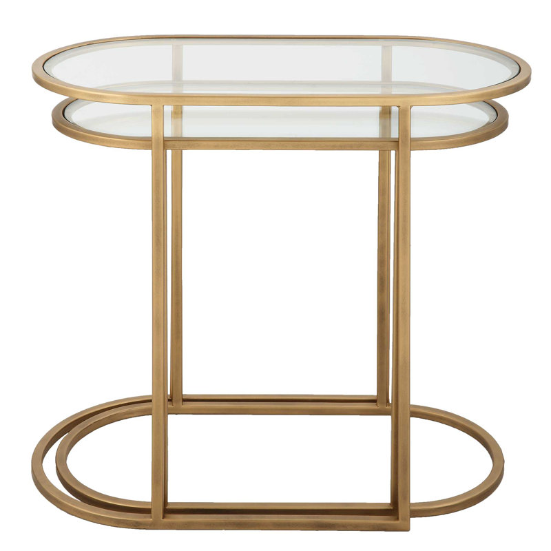 Lutterworth Nesting Tables, Antique Brushed Brass