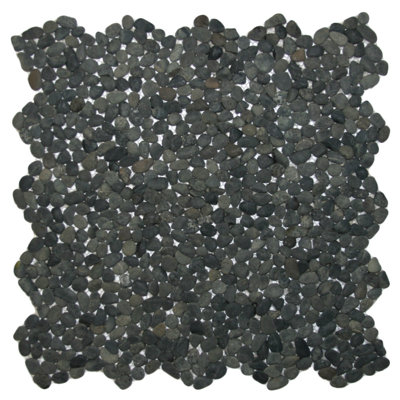 CNK Mni Congo Charcoal Black Natural Stone Random Sized Mosaic Tile Matte Finish Mesh Backing 1 Sq. Ft.