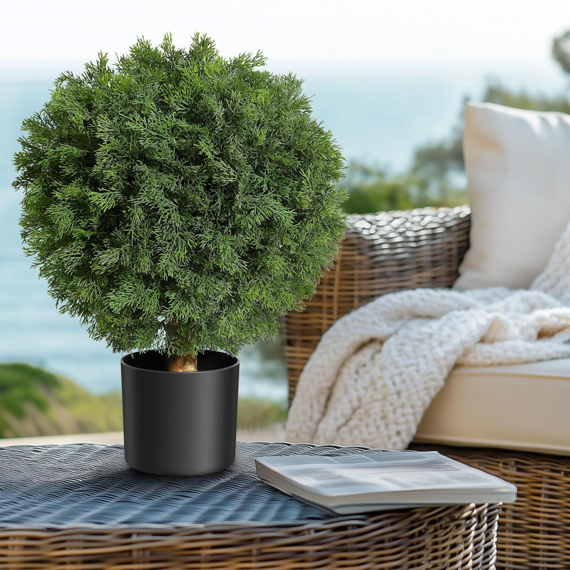 Boule de topiaire en cèdre artificiel 24 po 24 po avec 2 pots