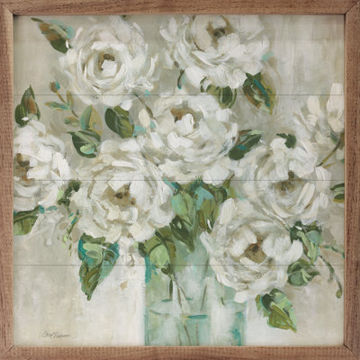 Après-midi pivoines - reproduction de cadre flottant sur bois