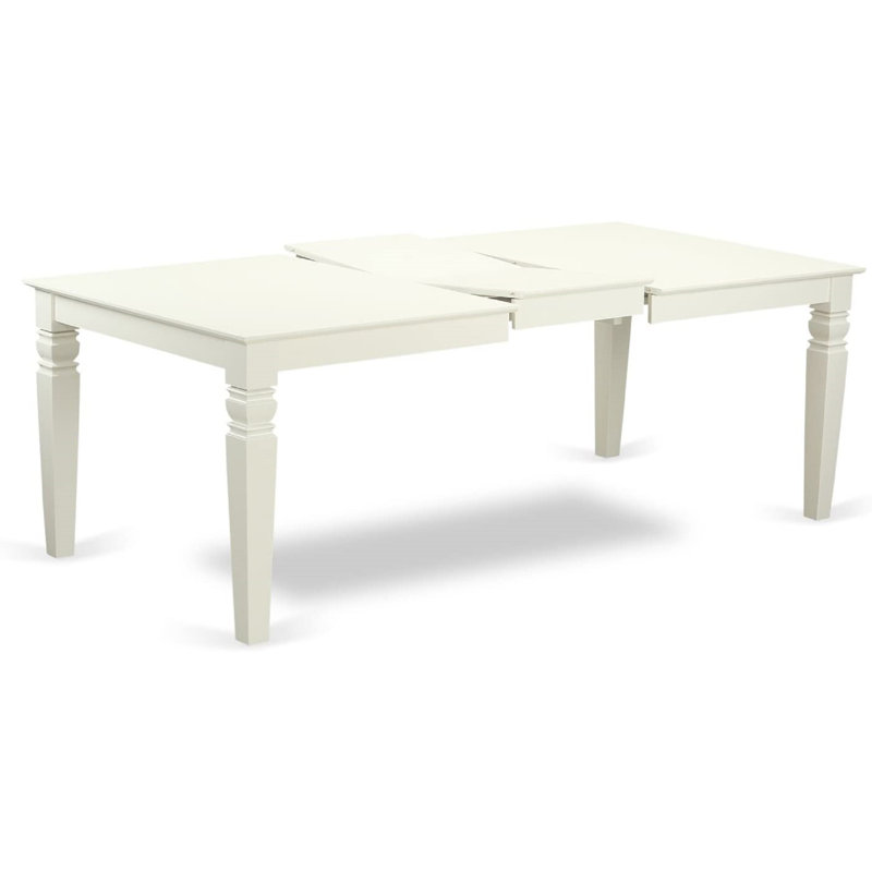 7 Piece Dining Room Table Set Consist of a Rectangle Kitchen Table with Butterfly Leaf and 6 Dining Chairs, Linen White