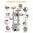 73" Cat Tree, Large Cat Tower for Indoor Cats, Cats House Furniture with Scratching Ramp, 2 Platforms, 3 Condos, 6 Scratching Posts, 2 Baskets, Pompoms, Light Grey