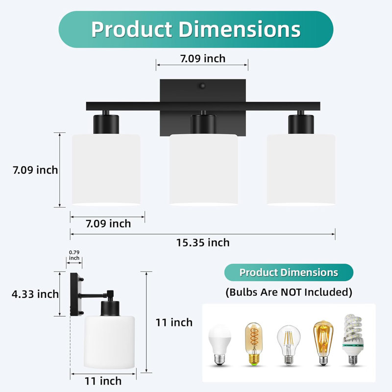 Éclairage pour meuble-lavabo 3 lumières Menk, Noir