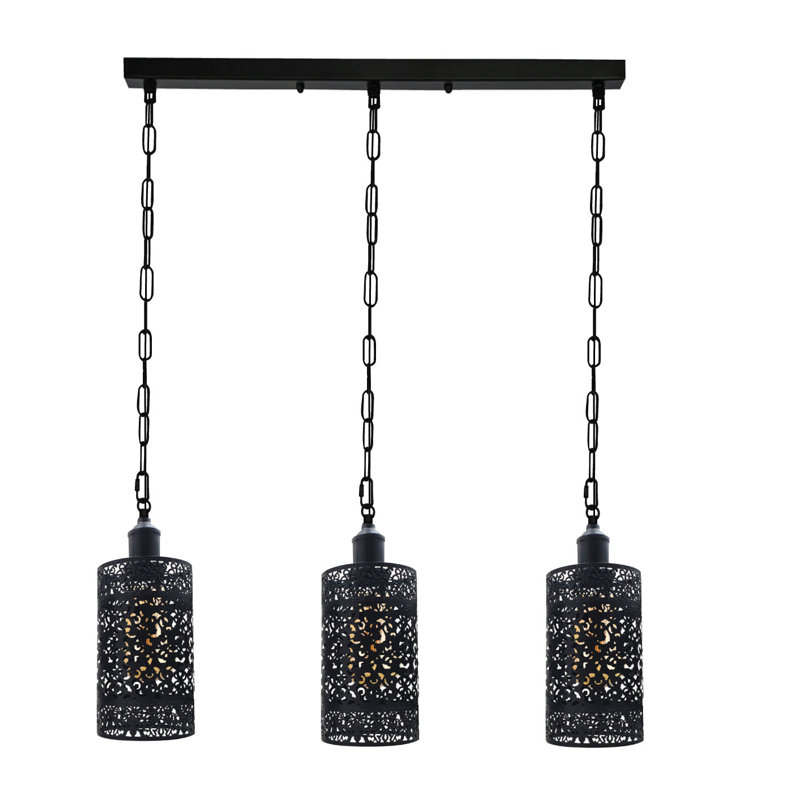 3 - Light Kitchen Island Pendant, Black