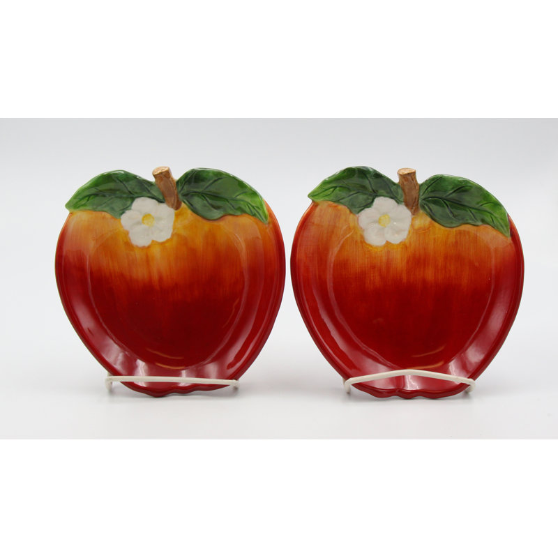 Ceramic Decorative Apple Plate Set of 2