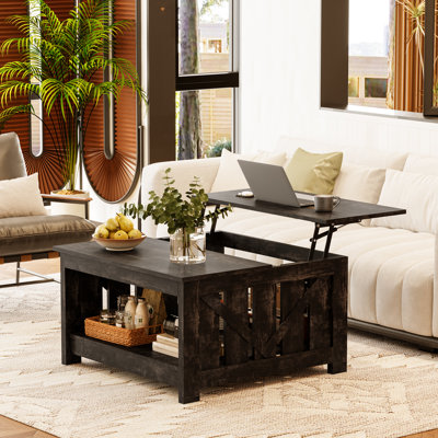 Torron Lift Top Farmhouse Coffee Table with Storage,Wood Cocktail Table