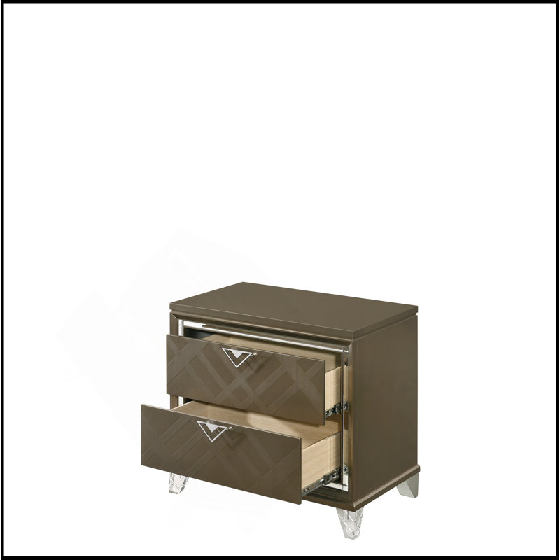 Table de chevet finition champagne foncé
