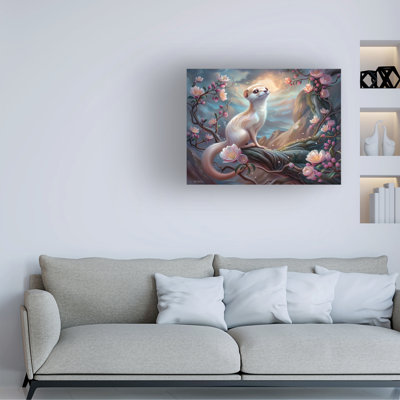 Bolog Momart Ermine Among Pink Flowers Canvas Art