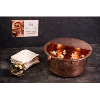 Handmade Solid Copper Foot Bath with Removable Footrest – Luxury Spa & Detox Soaking Basin