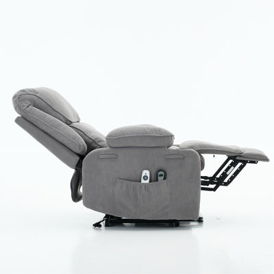 Fauteuil inclinable gris à télécommande chauffant et chauffant pour massage pour personnes âgées