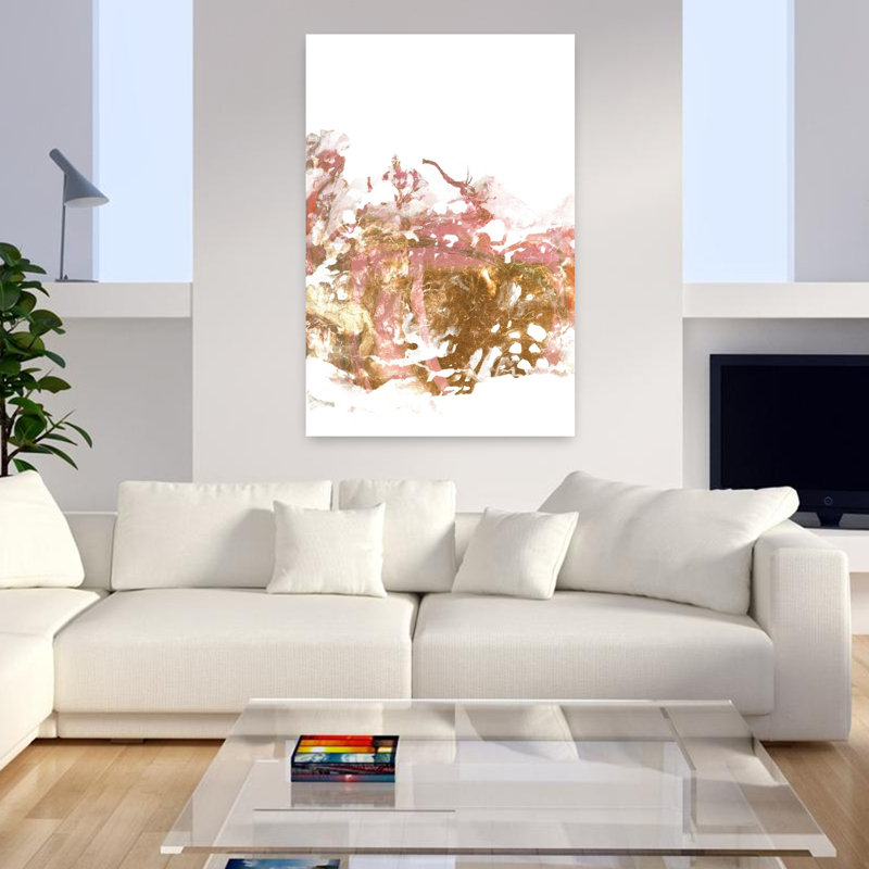 Art contemporain abstrait cygne doré, H 48 po x l 32 po