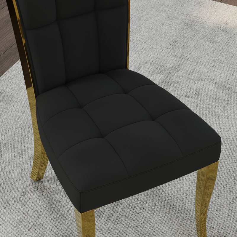 Ensemble de table de salle à manger avec 6 chaises en velours, Noir / or, Noir doré, 7