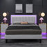 Smart LED Leather Bed With 2 RGB LED Nightstands – 3-Piece Bedroom Set