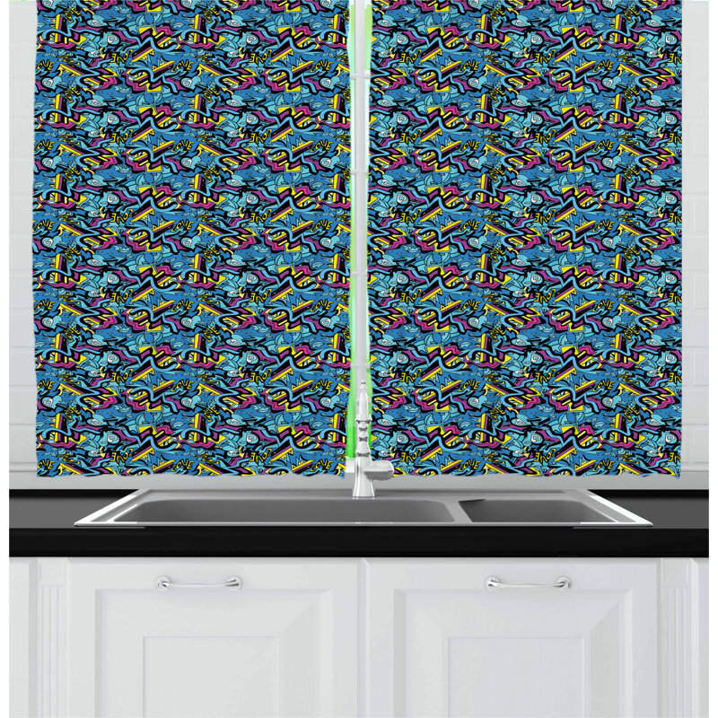 Abstract Tailored Kitchen Curtain