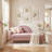 Rainbow-Inspired Linen Upholstered Chaise Lounge with Curved Backrest-1076173662