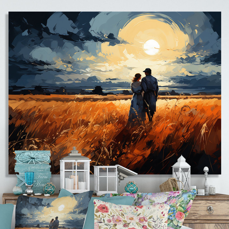 Wheatfield Sunset Romance, Toile tendue, H 30 po x l 40 po x P 1,5 po