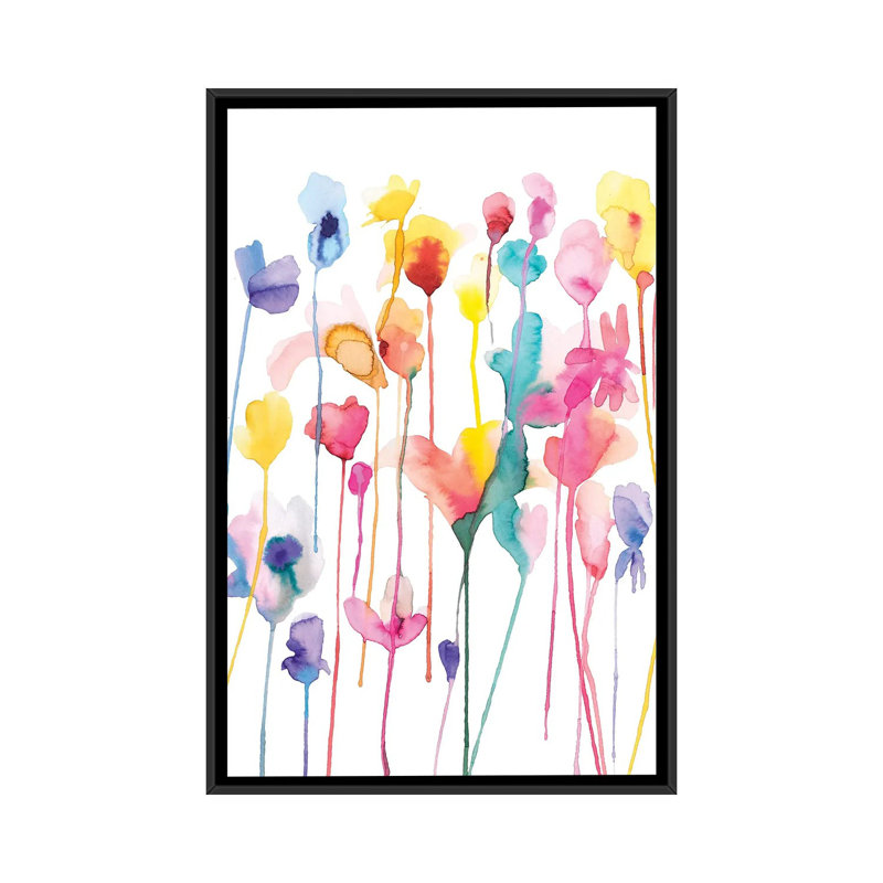 Fleurs sauvages I - minimal - reproduction d'art murale - toile encadrée, Noir, H 26 po x l 18 po