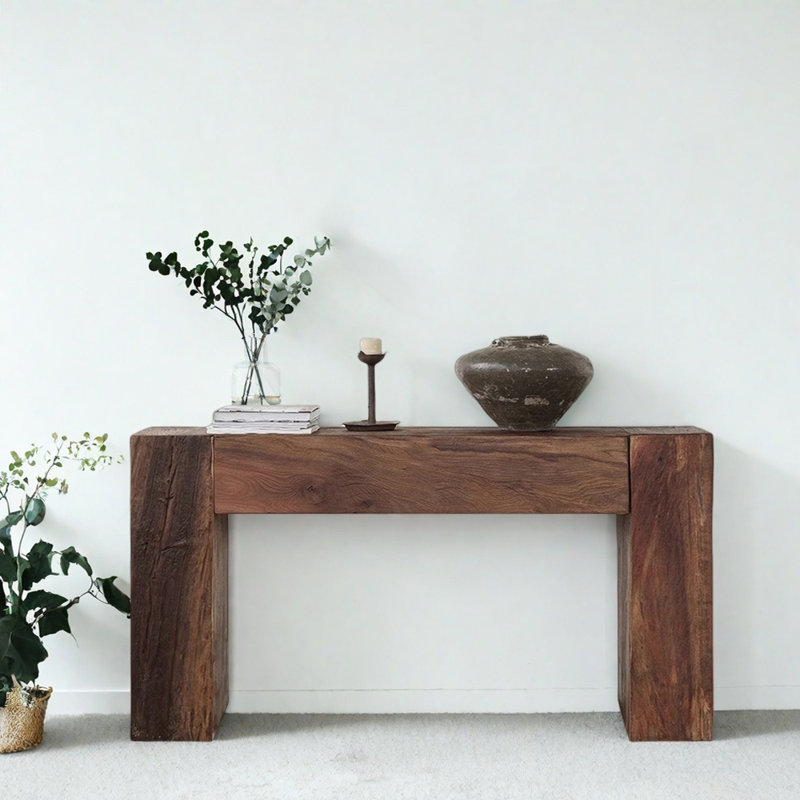 Wabi-Sabi Style   Solid Wood Entry Console, 29.9" H x 55.1" W x 13.8" D