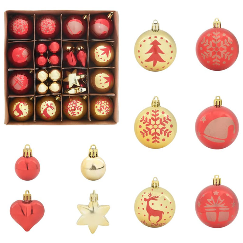 vidaXL Christmas Bauble Plastic, Gold/Red