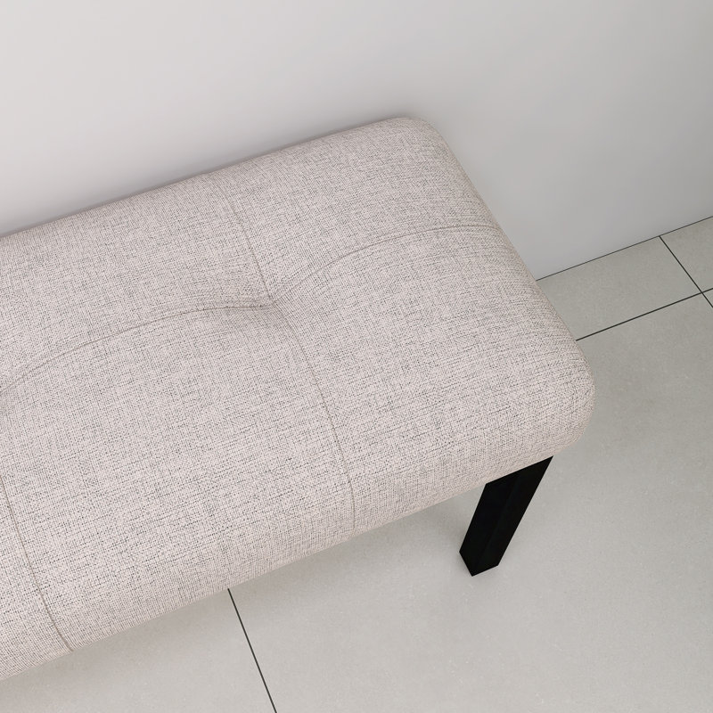 47.24" Wide Upholstered Dining Bench With Black Legs, Beige
