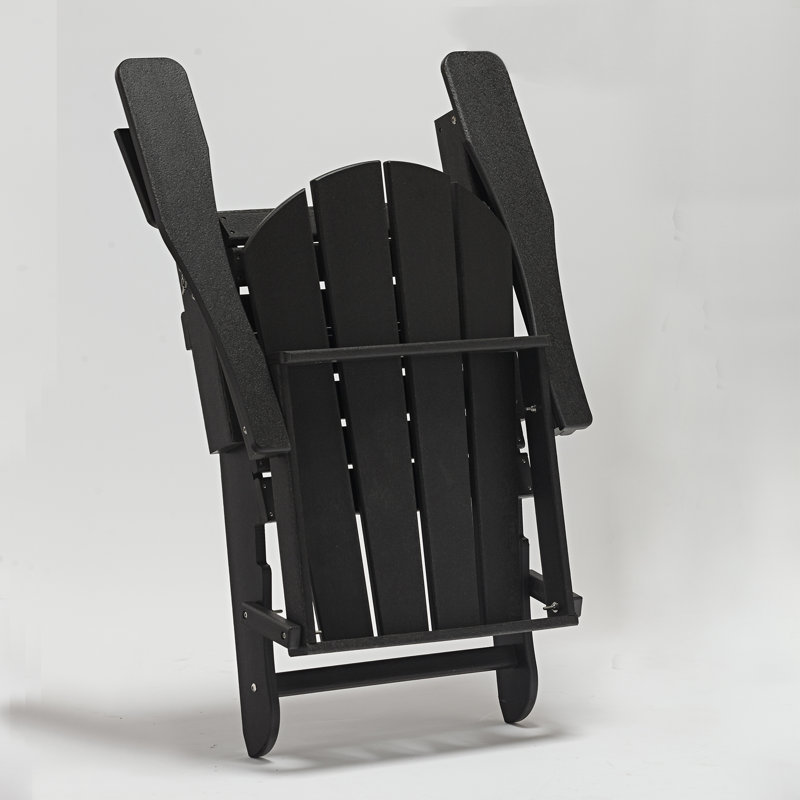 Breianna Foldable Outdoor Adirondack Chair, Black