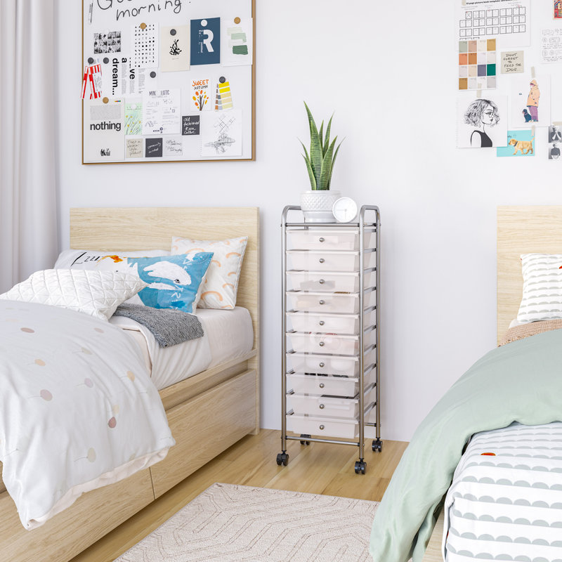 10 Drawer Storage Organizer Cart, Frosted White