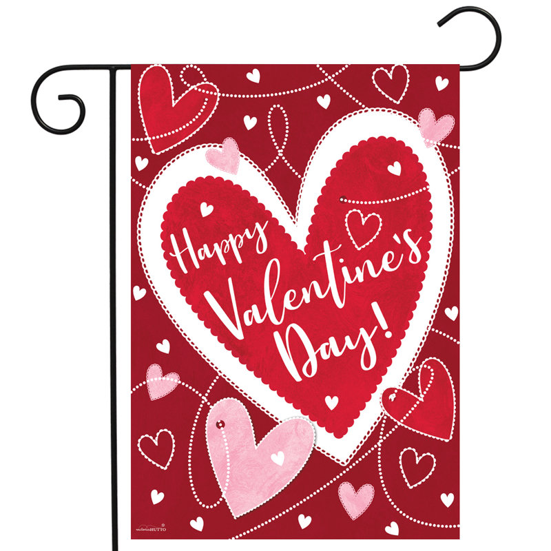 Drapeau de jardin Heart Toss, Saint-Valentin rouge/blanc/rose