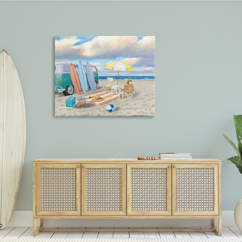 Summer Beach Scene, H 36 po x l 48 po x P 1,5 po, Toile tendue