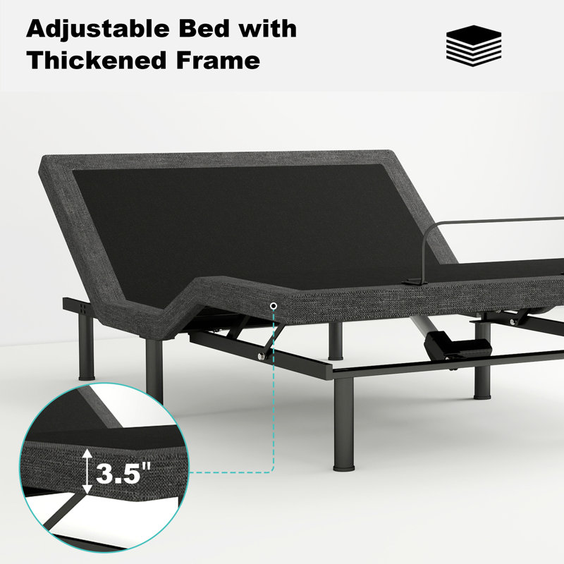 Structure de lit réglable avec matelas de 12 po et télécommande sans fil, zéro gravité et inclinaison de la tête / du pied