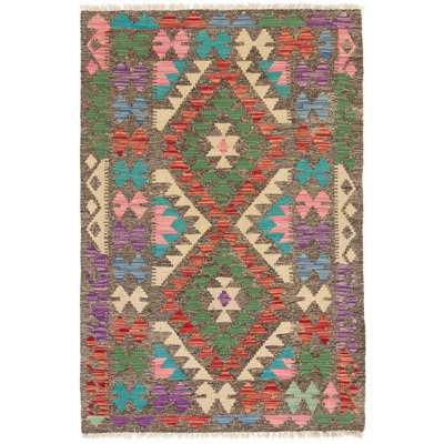 Rectangle 80 cm x 119 cm Geometric Hand Woven Kilim Area Rug
