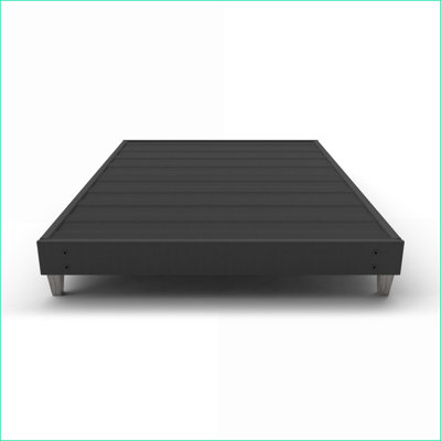 Full Size Fabric-Covered Bed Frame Foundation – Quick No-Tool Assembly, Modern Faux Wood Legs for Guest/Rental Spaces
