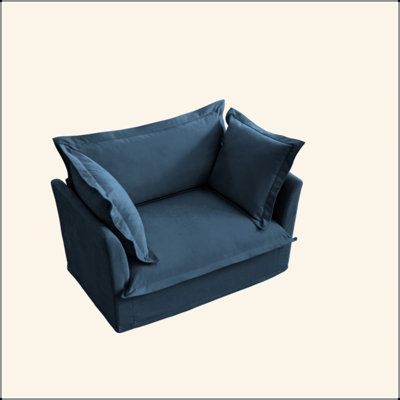 Fauteuil à housse avec 1 grand coussin de dossier et 2 grands coussins décoratifs, 1 siège profond et 1 canapé confortable