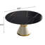 Table de salle à manger ronde en pierre frittée avec base stable en acier au carbone noir pour 6 banquets