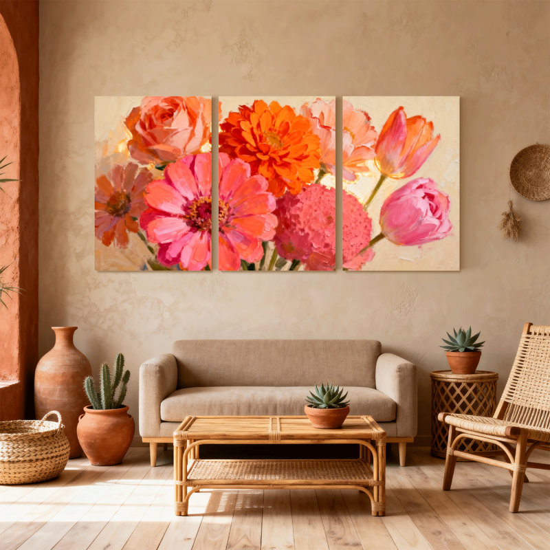 Plantes et fleurs, ensemble de 3 impressions sur toile, H 30 po x l 60 po