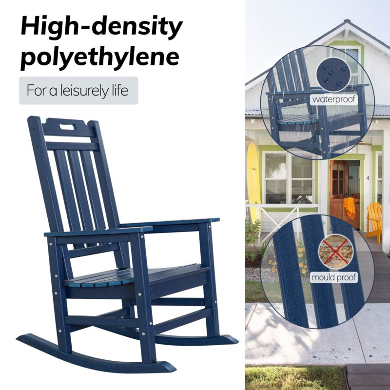 Chaise Adirondack à bascule moderne en plastique (ensemble de 2), Bleu