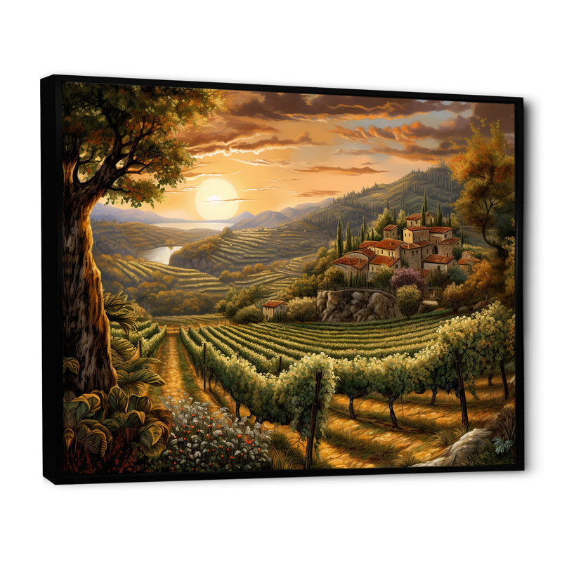 «Vineyard Charm», impression sur toile encadrée, Cadre flottant noir, H 30 po x l 40 po x P 1,5 po