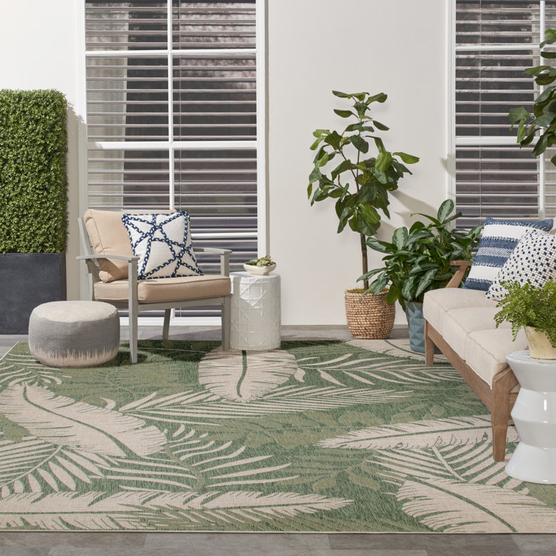 Bertine Floral Indoor / Outdoor Rug, Rectangle 9' x 12'