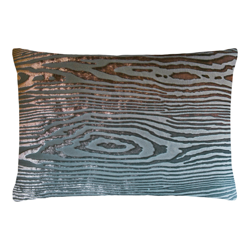 Woodgrain Velvet Pillow Cover & Insert, Gunmetal, Rectangle 14"H x 20"W
