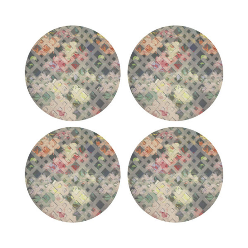 Sous-verres rond en cuir Defal, Azalée