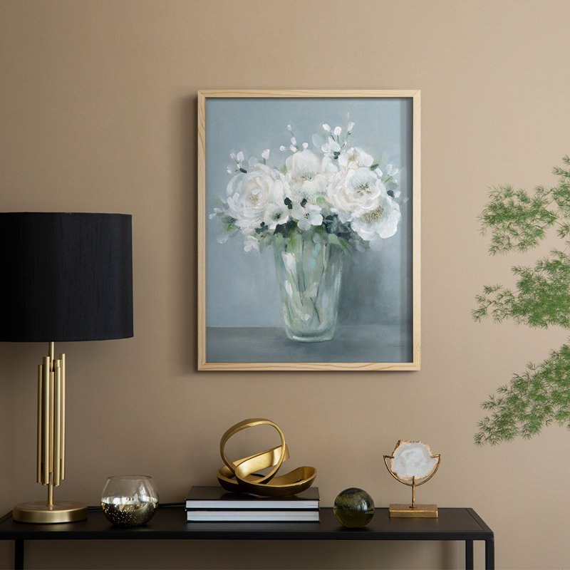 «All White Blooms», reproduction encadrée - bois massif, Naturel, H 11 po x l 9 po