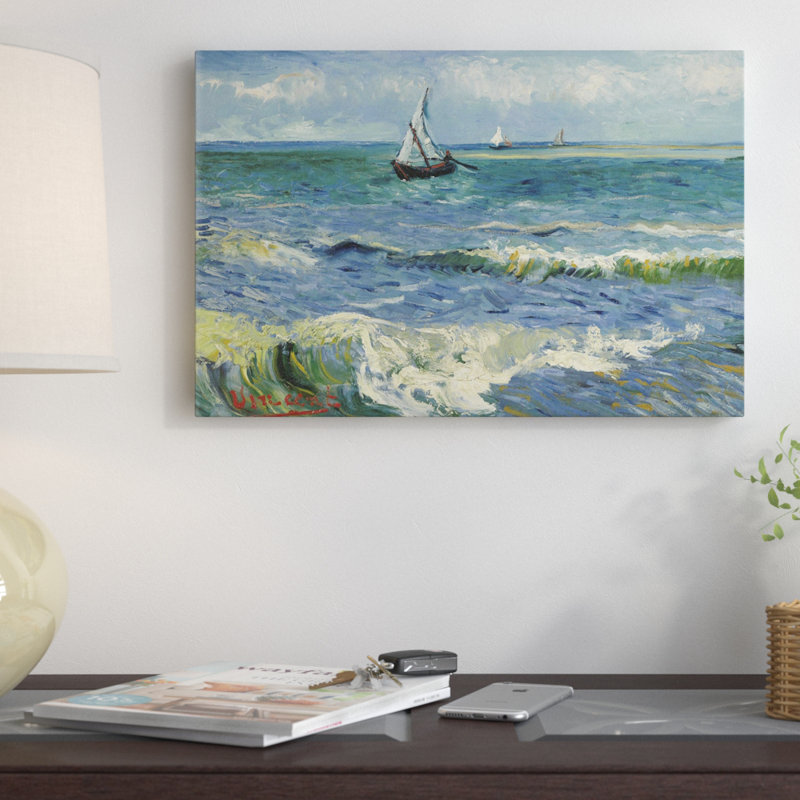 Paysage marin près des Saintes Maries de la mer par Vincent van Gogh - reproduction d'art, H 40 po x l 60 po x P 1,5 po