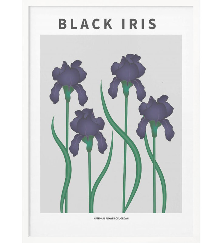 "Black Iris", art mural texturé encadré, Blanc, H 40 po x l 30 po