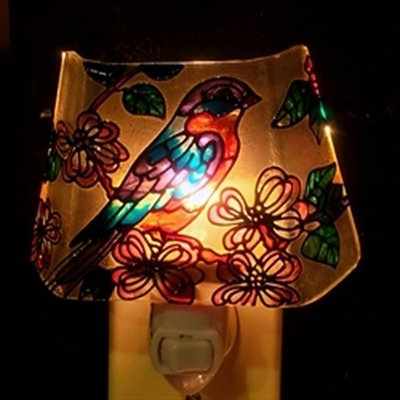 Lampshade Shaped Glass Bird Night Light
