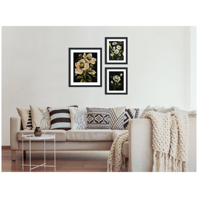 Moody Whites Floral No. 3 3 Piece Framed Wall Art Print Set by Annie Quigley