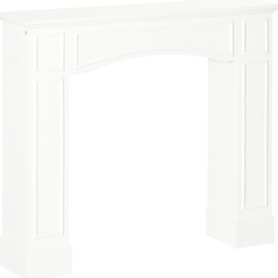 Manteau de cheminée moderne blanc, largeur intérieure de 29 po, motif décoratif, espace d'exposition de 45,25 po de largeur, facile à frotter et à abat-jour, cadre électrique décoratif, plateau de présentation, entretien, pour