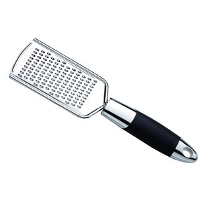 Choice 13 Stainless Steel Fine Handheld Grater with Non-Slip Black Handle
