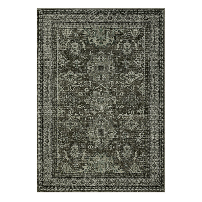 Oriental Machine Washable Rug with Rubber Non-Slip Backing for Living Room, Dining Room, Bedroom, Office & Playroom