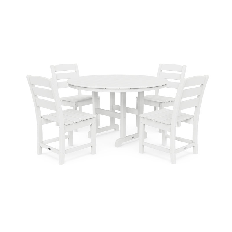Lakeside 5-Piece Round Farmhouse Side Chair Dining Set, White