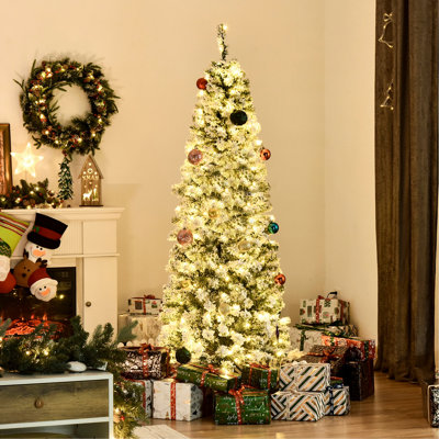 Sapin de Noël artificiel pré-éclairé enneigé avec branches réalistes